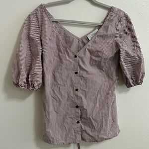 Funkis red and white stripped button top